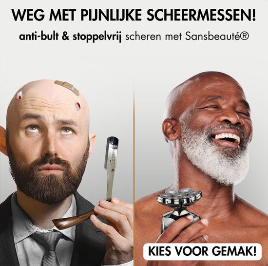 6-in-1 Scheerapparaat Mannen – Trimmer - Tondeuse - Sansbeauté® SkullSharp PRO - Skull Shaver - Elektrisch Gezichts- & Hoofdscheren - Scheren - Hoofd Kaal Scheren – Nat & Droog - USB Laden - Elektrisch