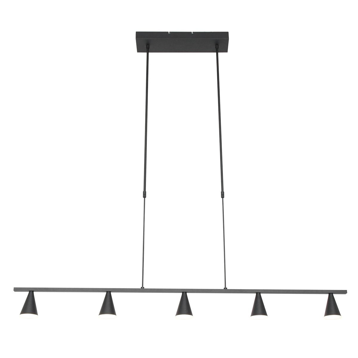 Hanglamp Vortex 3066ZW Zwart 5 lichts lichtkleur instelbaar in hoogte verstelbaar kunststof/metaal Steinhauer