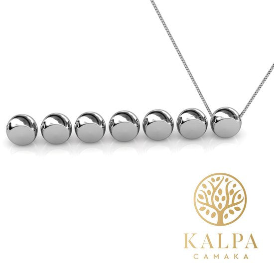 Yolora Dames Ketting met Hanger - 7 Gekleurde Kalpa Camaka Kristallen - Set van 7 - Zilverkleurig