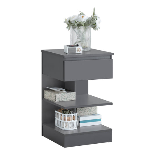 SoBuy Bijzetkastje - Salontafel met 1 uitschuifbare lade - Max. 45KG - 39 x 65 x 39 cm - Grijs