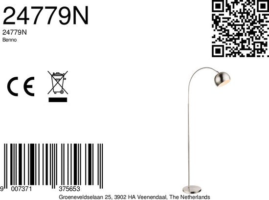 Globo vloerlamp Benno - chroom - metaal - 24779N