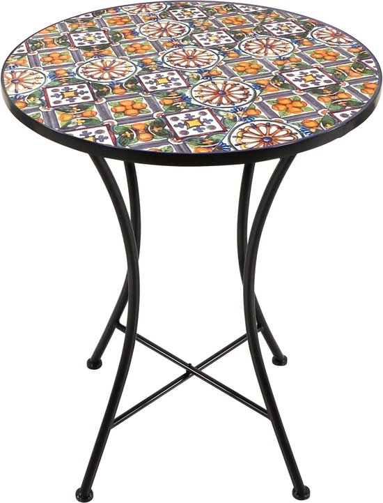 AXI Amélie Bistro Tafel - Casa del Sol – Metalen tuintafel – Rond – 60 x 60 x 75 cm - Mozaïeklook – Ingelegd met keramische tegels – Voor tuin, terras en balkon