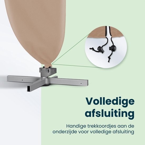 Parasolhoes voor Zweefparasol & Staande Parasol - Tot 400cm - Beschermhoes Waterdicht - Oxford 420D - Incl. Montagehulp - Bruin Taupe