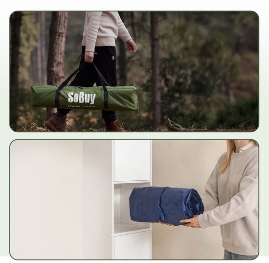SoBuy Campingzelt met Luchtmatras en Campingbed Set - Groen - Oxford stof - 160x86x193 cm | OGS32-II-GR-TP