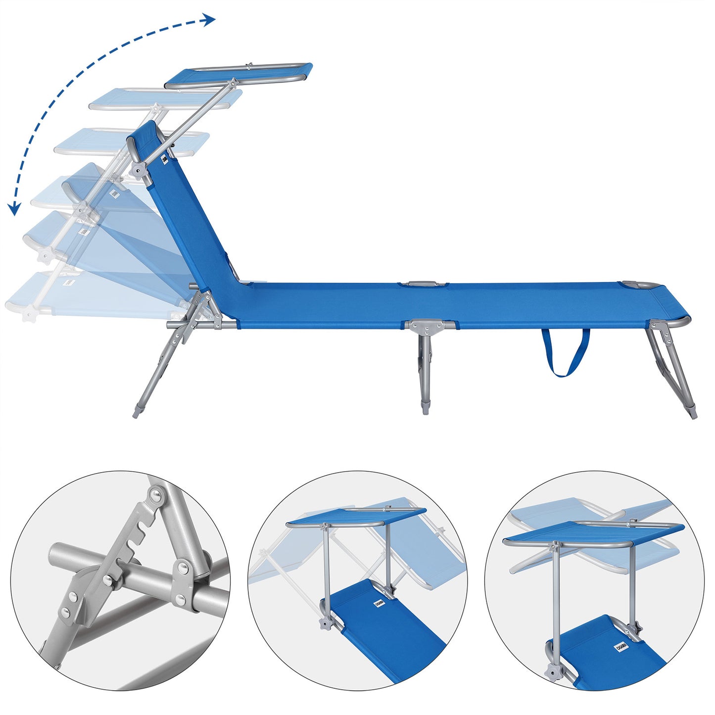 Casaria Ligstoel Hawai - 4-voudig Verstelbaar UV-Bestendig – Blauw