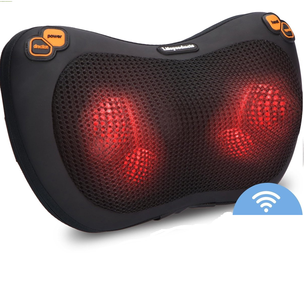 Lifeproducts - Oplaadbaar Shiatsu-massagekussen - Massager met warmtefunctie - Zwart