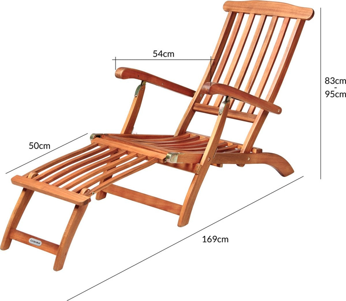 Casaria Ligstoel Queen Mary – Acaciahout 169x54x95cm - Bruin