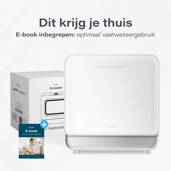 Skoov – Mini Vaatwasser Vrijstaand – 43 x 45 x 46 cm & 900 watt – Voorzien Van 6 Programma's En 5 liter Waterverbruik – Voor Studio's Campers En Kleine Keukens – Wit Kunststof En Metaal