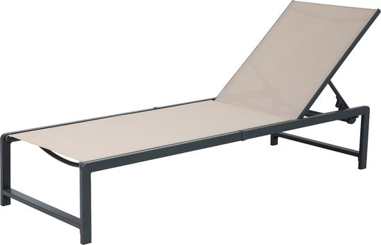 AXI Zane Ligbed Antraciet/bruin– Gepoedercoat stalen frame – Rugleuning met 5 standen – Textileen liggedeelte – 173x62 cm