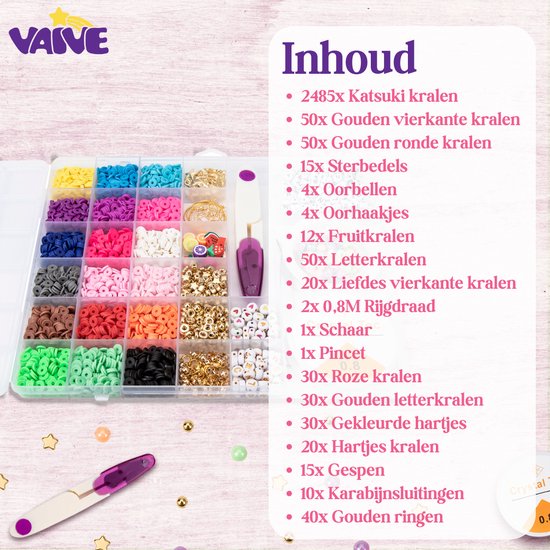 Vaive Katsuki Kralen Deluxe Starter Kit - 2485-delige Sieraden Maken Set - Knutselen Meisjes - Voor Kinderen - Knutselkoffer - Armband Maken - Oorbellen maken