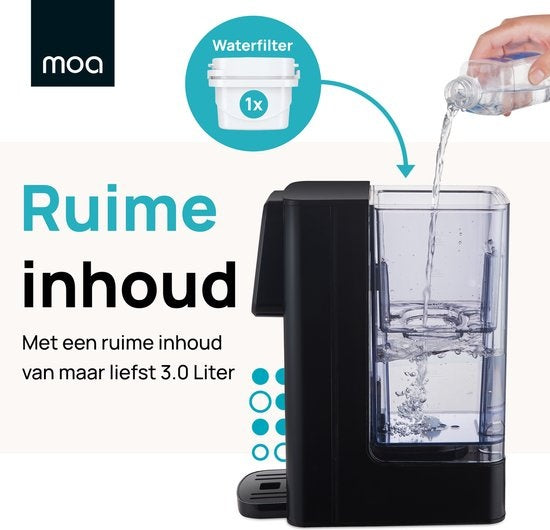 MOA Heetwaterdispenser – Instelbare Temperatuur – 2600 W – 3 Liter – Zwart