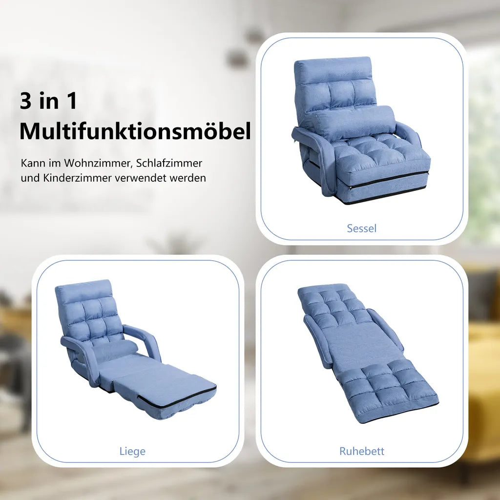 Coast Sofa Bed Lazy Folding Sofa Sleeping fauteuil voor thuis en kantoorblauw