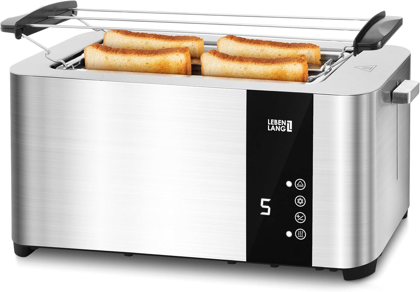 LEBENLANG Broodrooster met Lange Sleuf – 4 Sneetjes – Touchscreen LED – 7 Bruiningsstanden – 1400W
