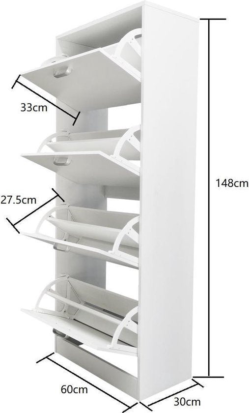 VDD - Schoenenkast - 30x60x148 - Kleur: Wit