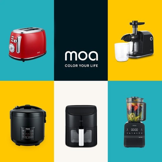MOA Retro Broodrooster - 6 Warmteniveaus - 2 Extra Brede Sleuven - 850W - Reheat en Ontdooi-functie - Rood - T3R