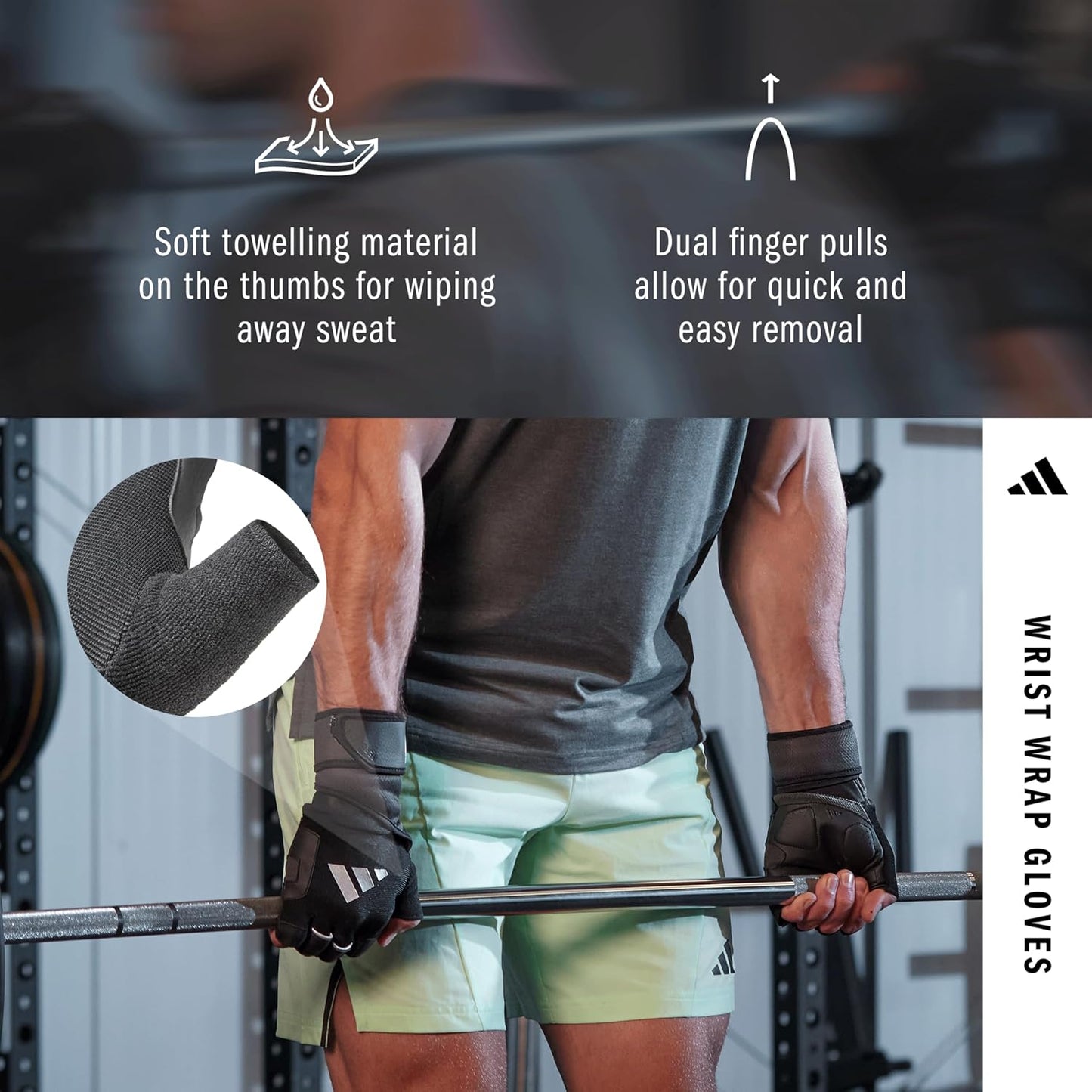 Adidas Wrist Wrap Training Gloves - Maat M - Zwart - Gepolsterd