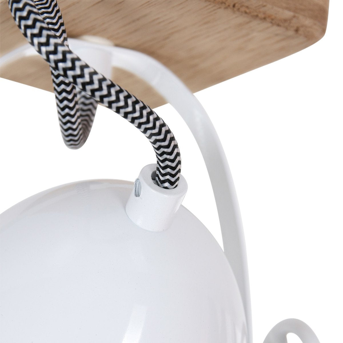 Plafondspot Michelle Wit - Draaibaar & Kantelbaar - Hout en Metaal - Mexlite - 20 cm Hoog, 11 cm Diameter