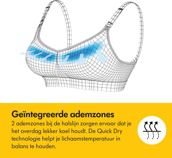 Medela Keep Cool bh - Naadloze voedingsbh - Zwangerschapsbh met 2 ademende zones - Soft Touchmateriaal - Zwart - Maat S