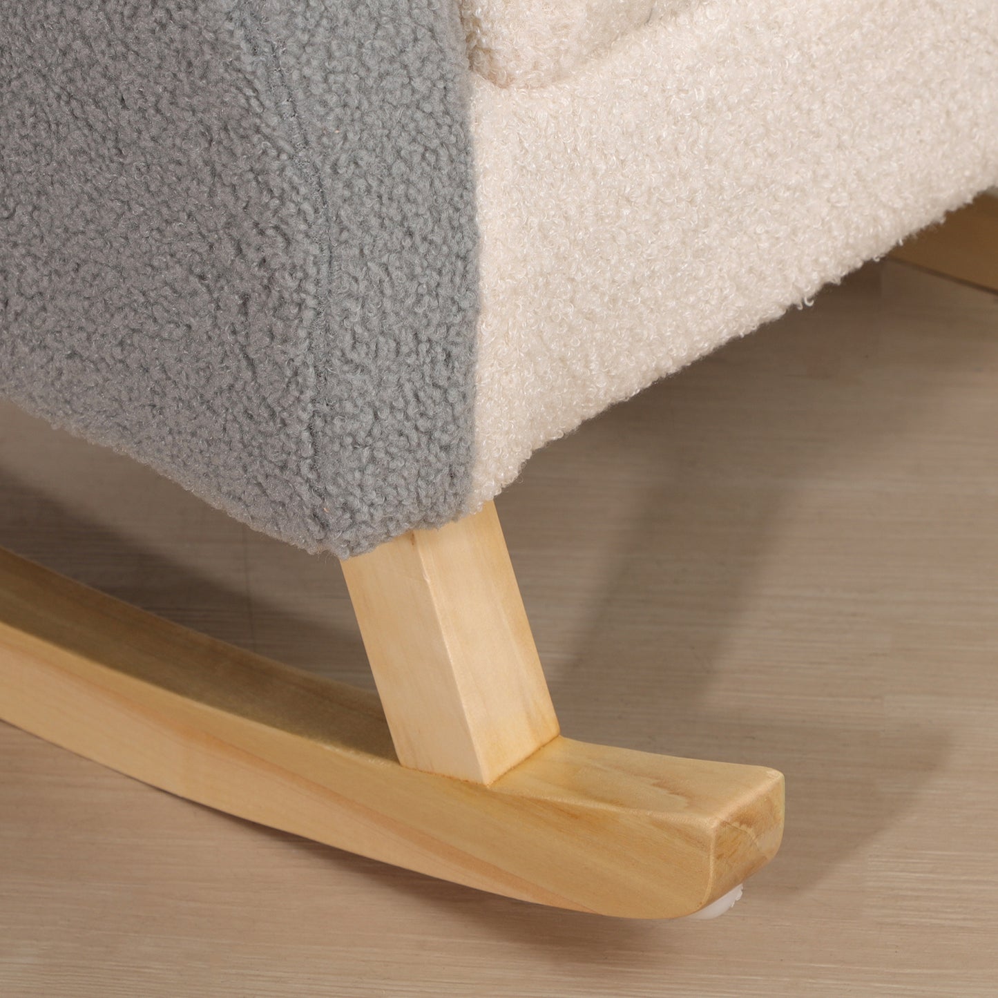 HOMCOM Kinder Schommelstoel – Grijs – 50 x 45 x 44 cm – Comfortabele Stoel met Zachte Bekleding en Stevig Houten Frame