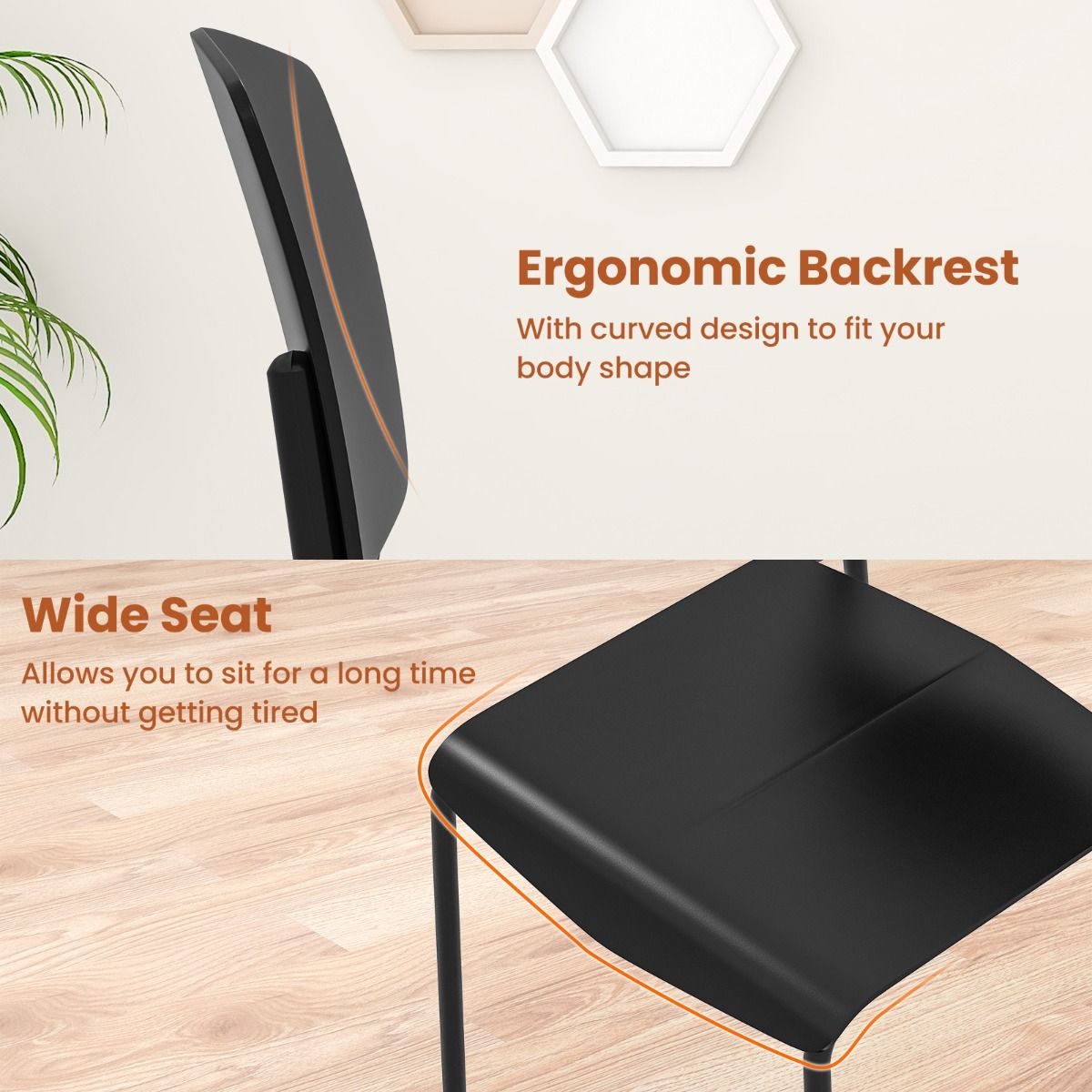 Coast Eetkamerstoelen Set van 4 - Stapelbaar - Ergonomische rugleuning - Meerdere kleuren