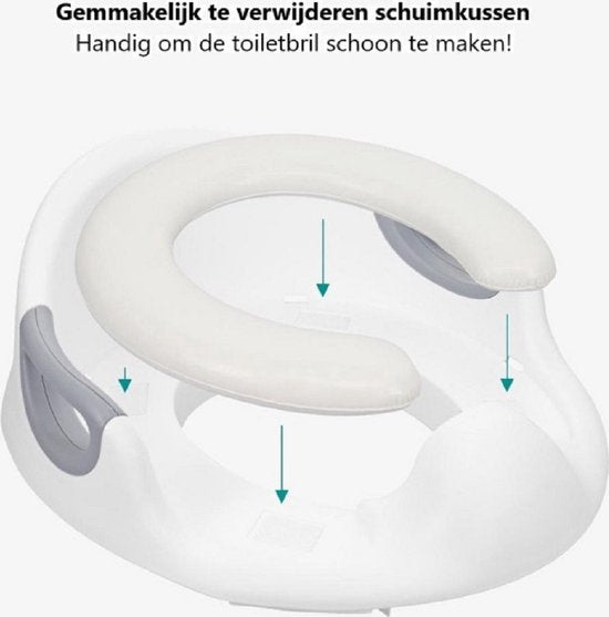 Universele toiletbril voor kinderen - Kindertoiletbril - WC verkleiner - Draagbare toiletbril met handvatten - Antislip - Wit
