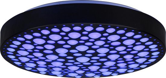 Reality - LED Plafondlamp - Plafondverlichting - 22W - Aanpasbare Kleur - RGB - Afstandsbediening - Dimbaar - Rond - Zwart - Kunststof