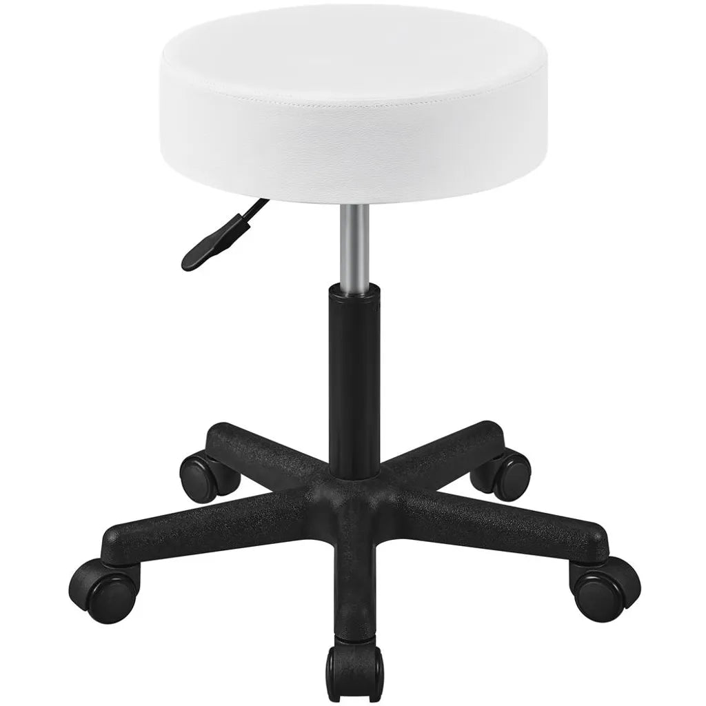 Yaheetech Rolkruk 50 × 50 × 46–61,5 cm – Wit – Verstelbare Draaikruk met Wielen en 150 kg Draagkracht