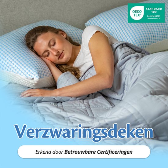 Ella Verzwaringsdeken 7 kg - OEKO-TEX Katoen Zwaartedeken 135 x 200cm - Weighted Blanket - Verzwaarde Deken - Grijs