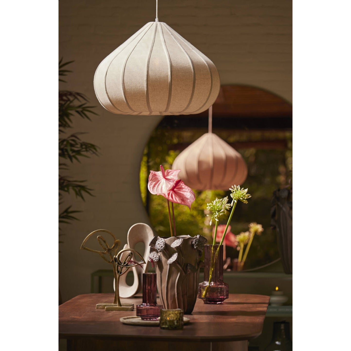 ZUBEDA Hanglamp - Ø60x42,5 cm - linnen naturel