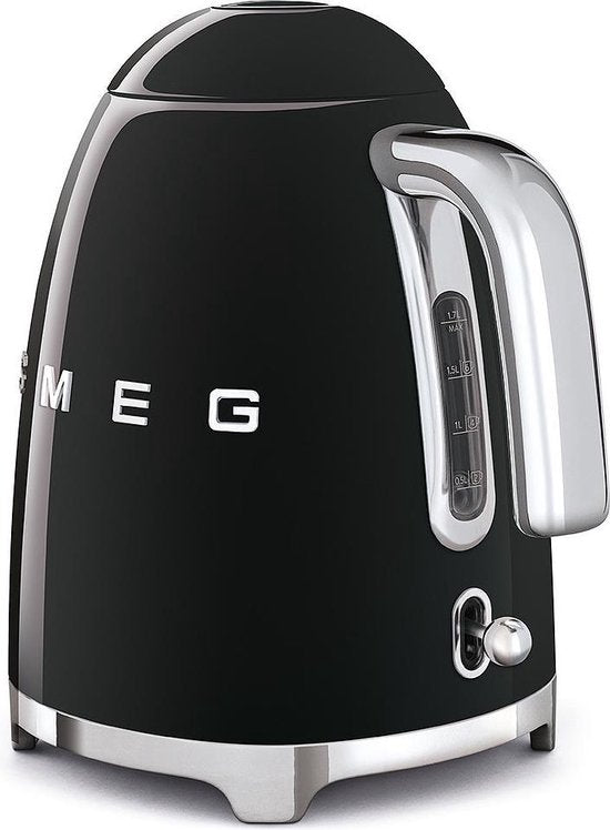 SMEG KLF03BLEU Waterkoker - 1.7L - Kunststof|RVS - BPA vrij - 2400W - 17x22.30x24.60 cm - Zwart