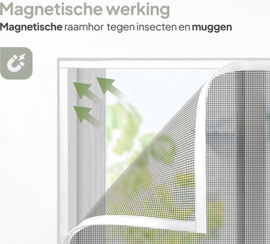 O'DADDY® Magnetische Raamhor - 150x150 cm - Aanpasbaar Vliegengaas - Met Witte Rand en Zwart Gaas - Horrengaas - Veelzijdig en Gemakkelijk te Monteren