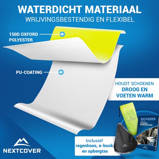 Nextcover® Overschoenen Waterdicht | 100% Waterdichte Regenschoenen Fiets | Reflecterende Schoenovertrek Herbruikbaar| Regenhoezen voor Schoenen | Overschoenen | Schoenbescherming | Fietsoverschoenen
