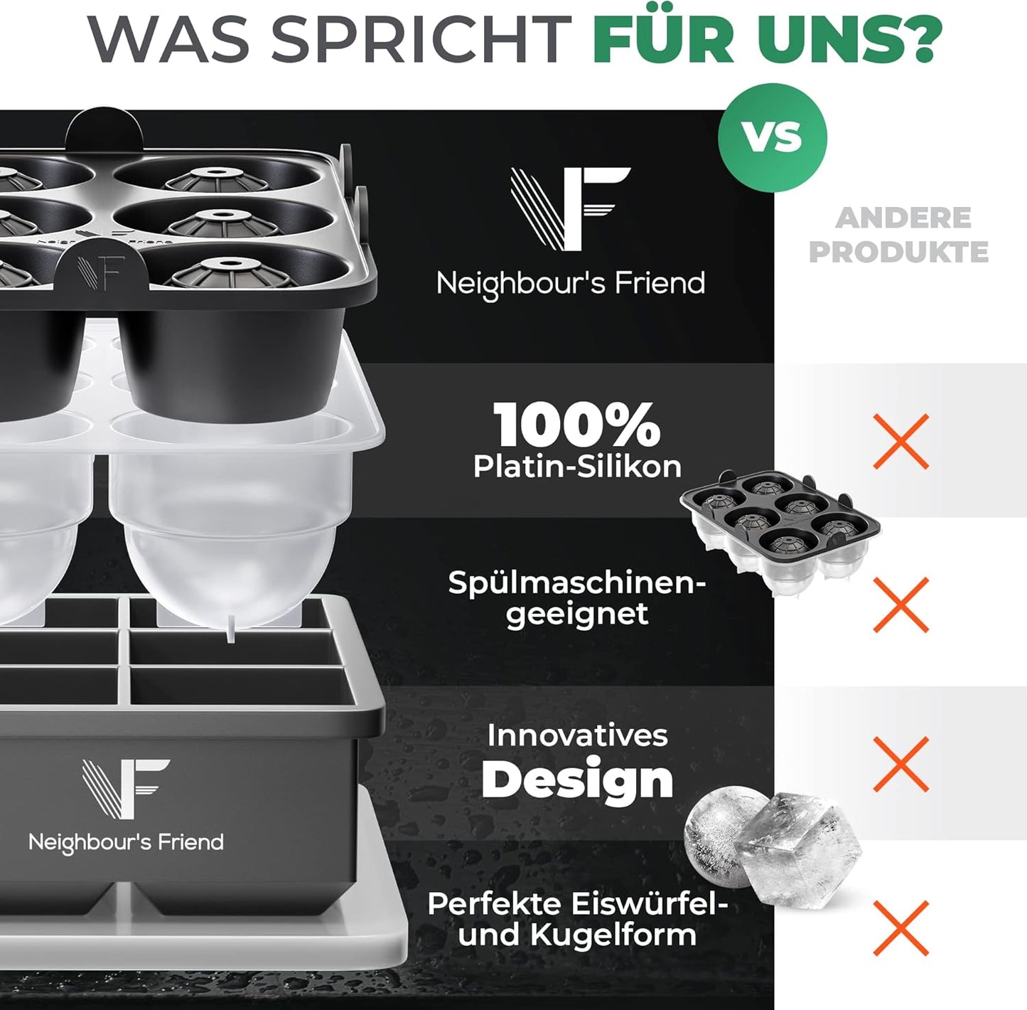 Neighbour's Friend IJsblokjesvorm - XXL - Silicone - Vaatwasmachinebestendig