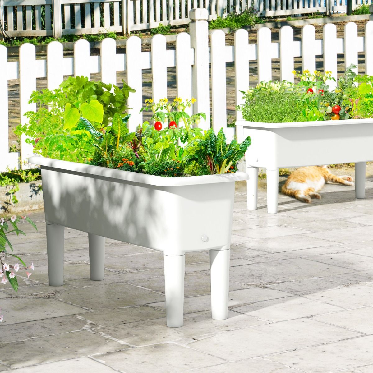 Coast Set van 2 Verhoogde Plantenbakken - Zelfwatergevend - Afneembare poten - Koffie / Wit