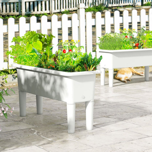 Coast Set van 2 Verhoogde Plantenbakken - Zelfwatergevend - Afneembare poten - Koffie / Wit