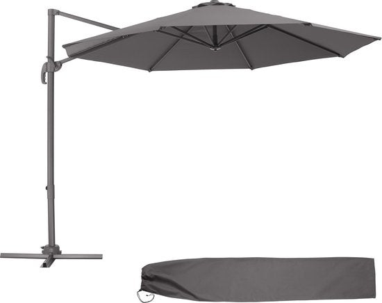 tectake – zweefparasol –  draaibaar - grijs - 403789