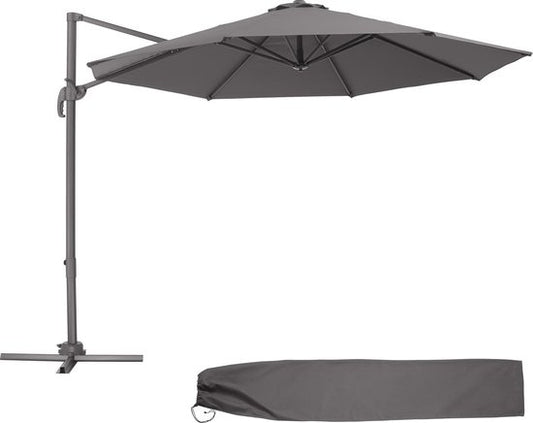 tectake – zweefparasol –  draaibaar - grijs - 403789