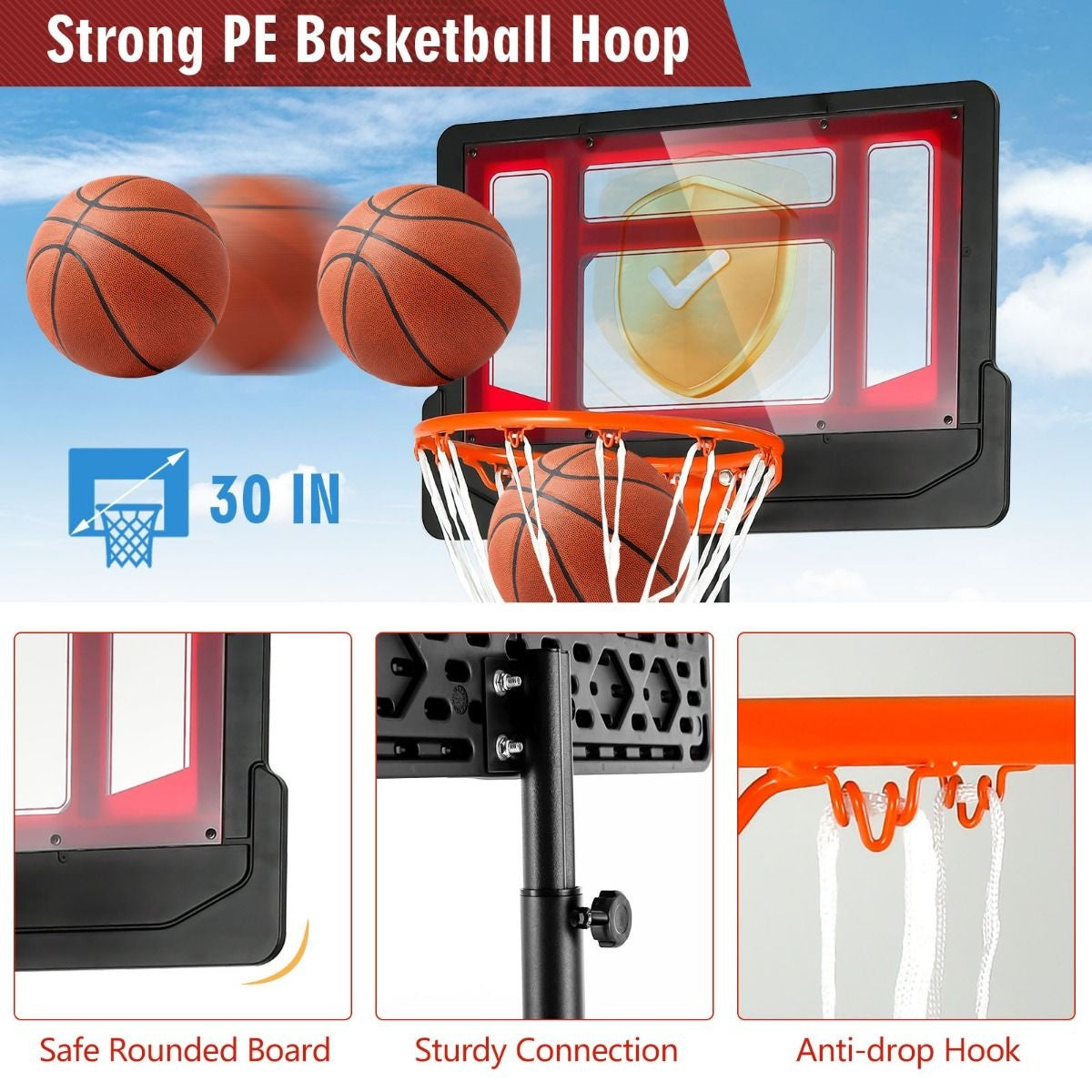 Coast Basketbalstandaard met Basketbalkorf - 154-210 cm - Verstelbare Hoogte