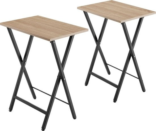 tectake® - Set van 2 bijzettafels Phoenix inklapbaar - lichtbruin - 404778