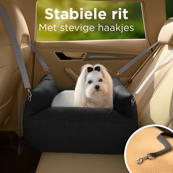 CozySense® Honden Autostoel - Hondenmand Auto voor Kleine Hond - Voorbank & Achterbank - Wasbare Hoes & Ook als Draagtas - Zwart/Grijs