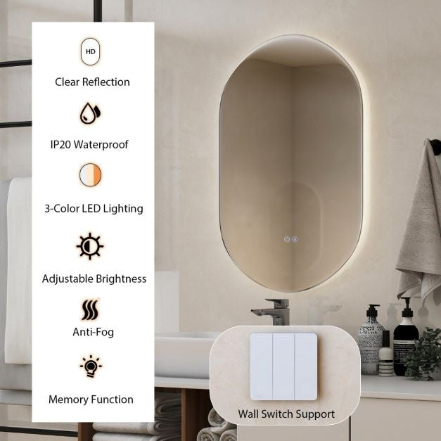 Coast Dimbare Led-spiegel voor badkamer - Wandspiegel - 80x50 cm