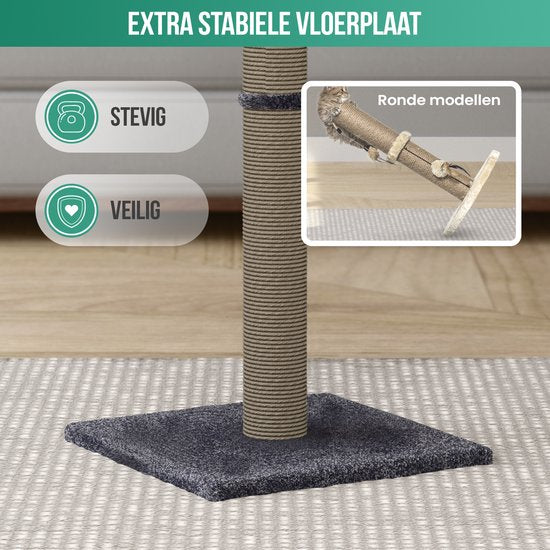 Avalo Krabpaal met Speelballetje - 36x36x74 cm Donkergrijs - Krabpaal voor Katten - Katten krabpaal