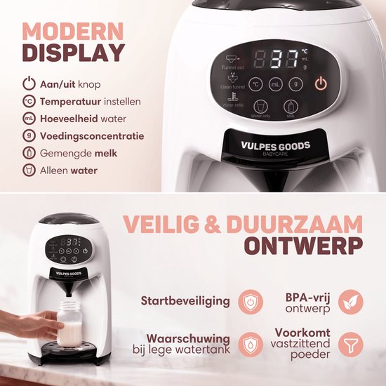 Vulpes Goods® BabyCare - Baby Fles Maker Automatisch - Baby Formula Maker PRO - Flesvoeding Apparaat - Automatische Flessenbereider - Baby Melkmachine - Incl. Schoonmaakset