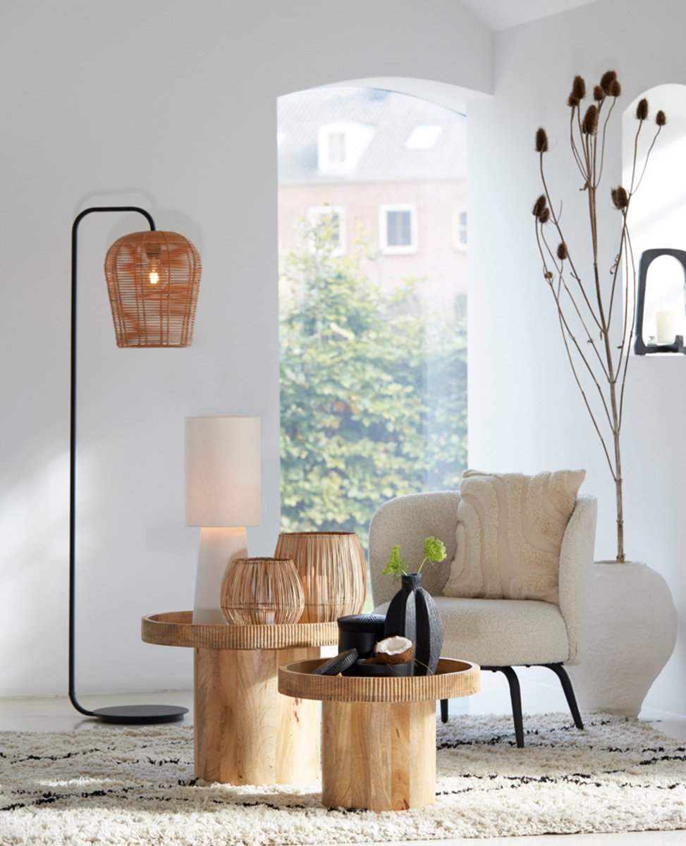 MARENO Vloerlamp – 164 cm – Mat Zwart – Stijlvolle Staande Lamp voor Woonkamer of Slaapkamer