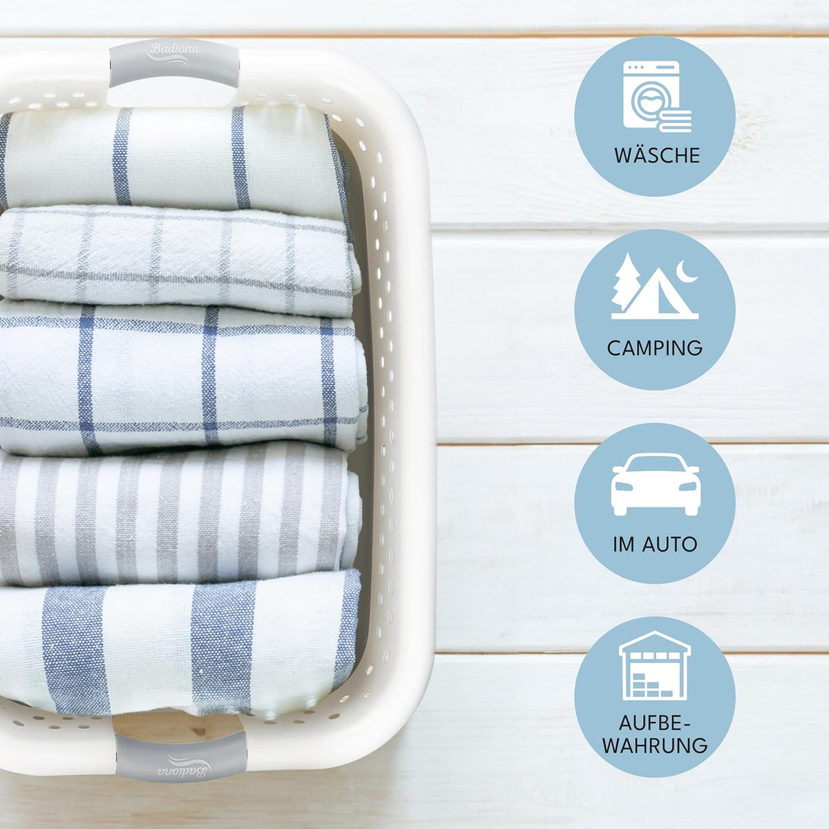 Badiona Opvouwbare Wasmanden Set van 2 - 36 Liter - 61 x 45 x 27 cm - PP en TPR - Grijs en Wit - Ruimtebesparend