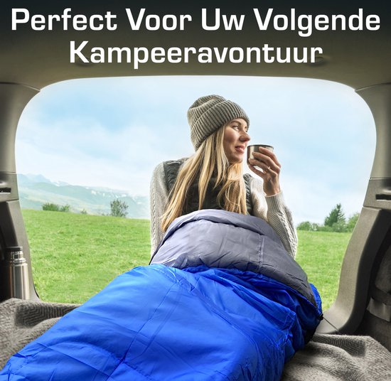 Active Era Professional Premium Slaapzak – 300 GSM Vulling en Waterafstotend – Mummieslaapzak met Binnenzak – 4 Seizoenen voor Kamperen, Camping, Backpacken, Hiken, Festivals, Logeren, Buitenhuis – Volwassenen & Kinderen – 220x80cm – Blauw