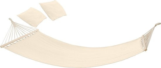 Tectake 2 persoons hangmat Eden berkenhout stokken Beige