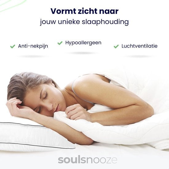 Soulsnooze Luxe Hoofdkussen - Set van 2 stuks - Medium - 60 x 70 cm - Aanpasbaar - Wit