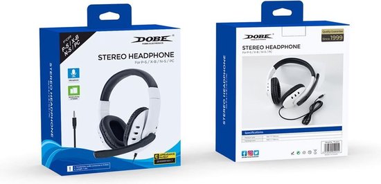 Dobe Stereo koptelefoon - voor PS5, PS4, XBOX ONE, PC, SWITCH - Wit