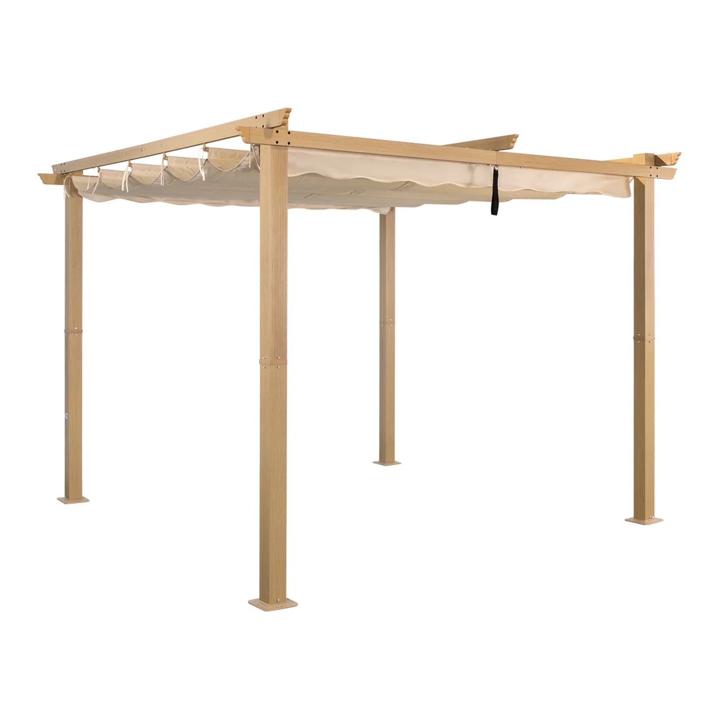 Angel Living Aluminium Pergola 3×3 m Crèmegeel – Uittrekbaar Dak UV50+, Stalen Dakbuizen, Poedercoating
